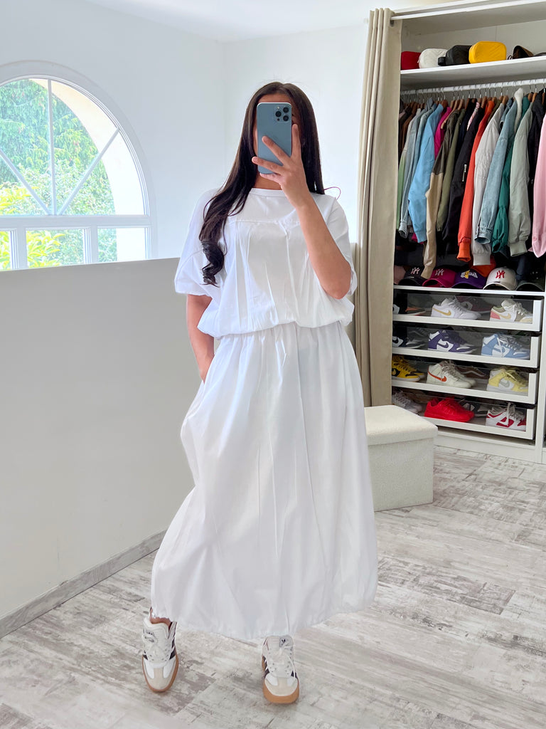 Ensemble Jupe T shirt Popeline Blanc