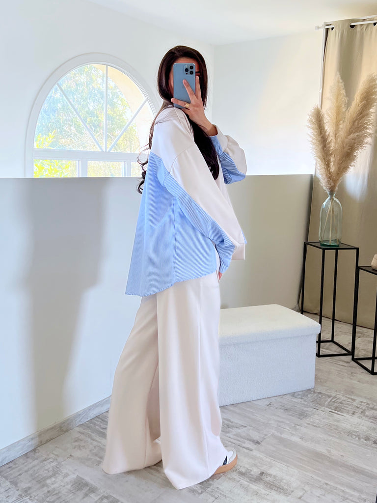 Ensemble Bi Matière Chemise Nude