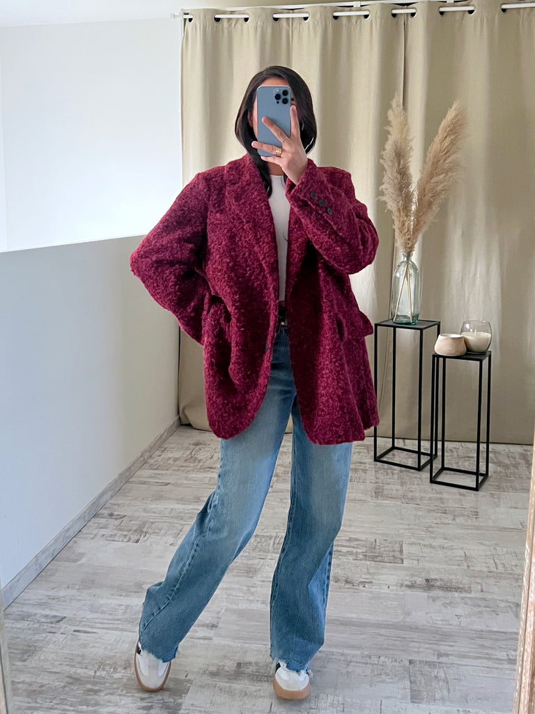 Blazer Moumoute Oversize Bordeaux