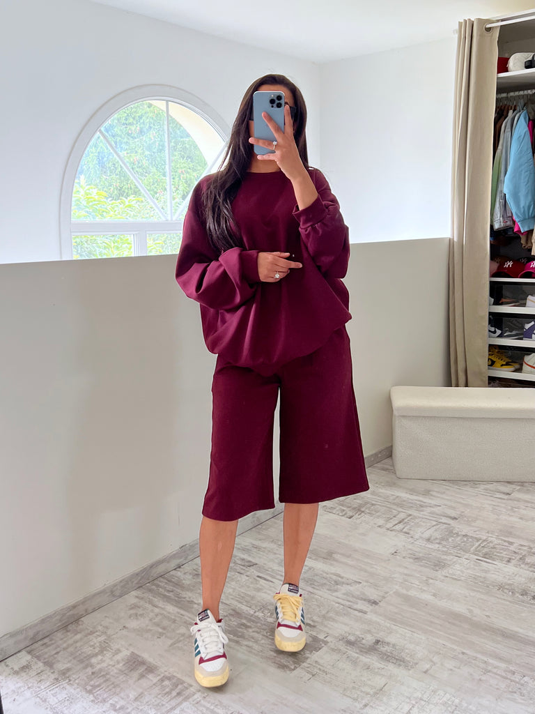 Ensemble Bermuda Sweat Bordeaux