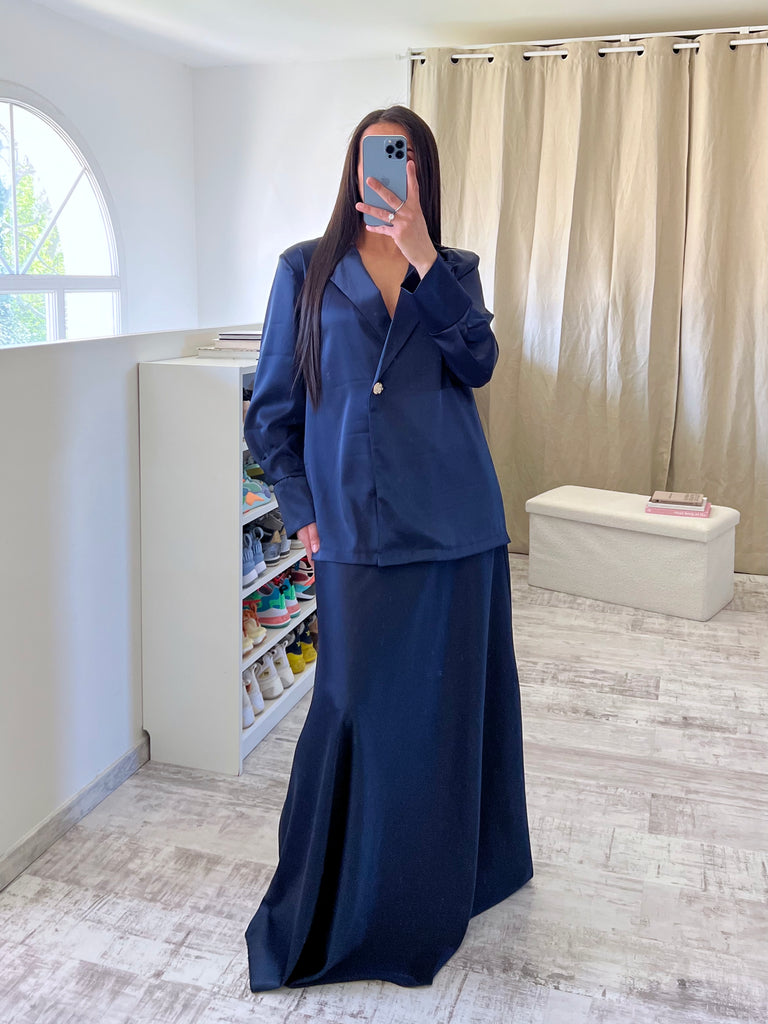 Ensemble Jupe Satin Modest Marine