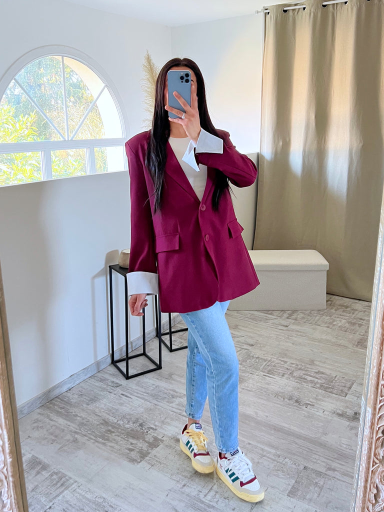 Blazer Manches Revers Bordeaux
