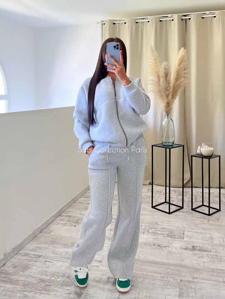 Ensemble Jogging Gilet Gris