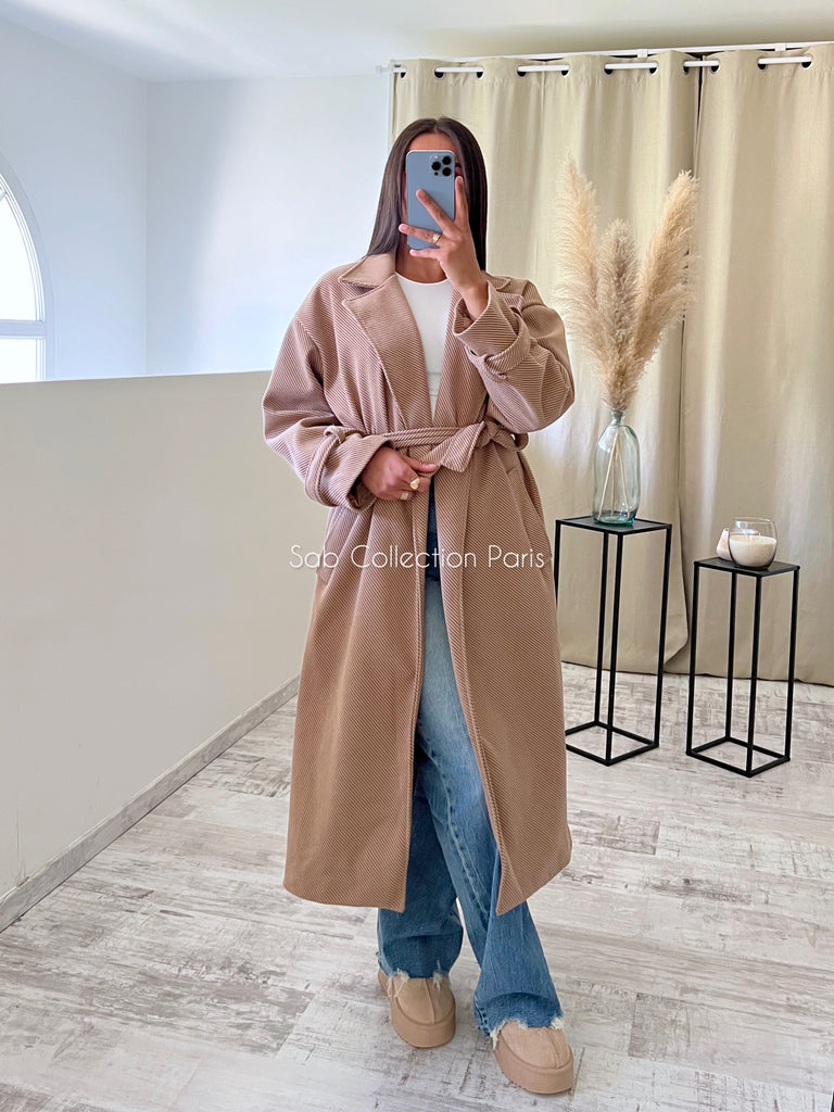 Manteau Inspi Z Rayé Camel