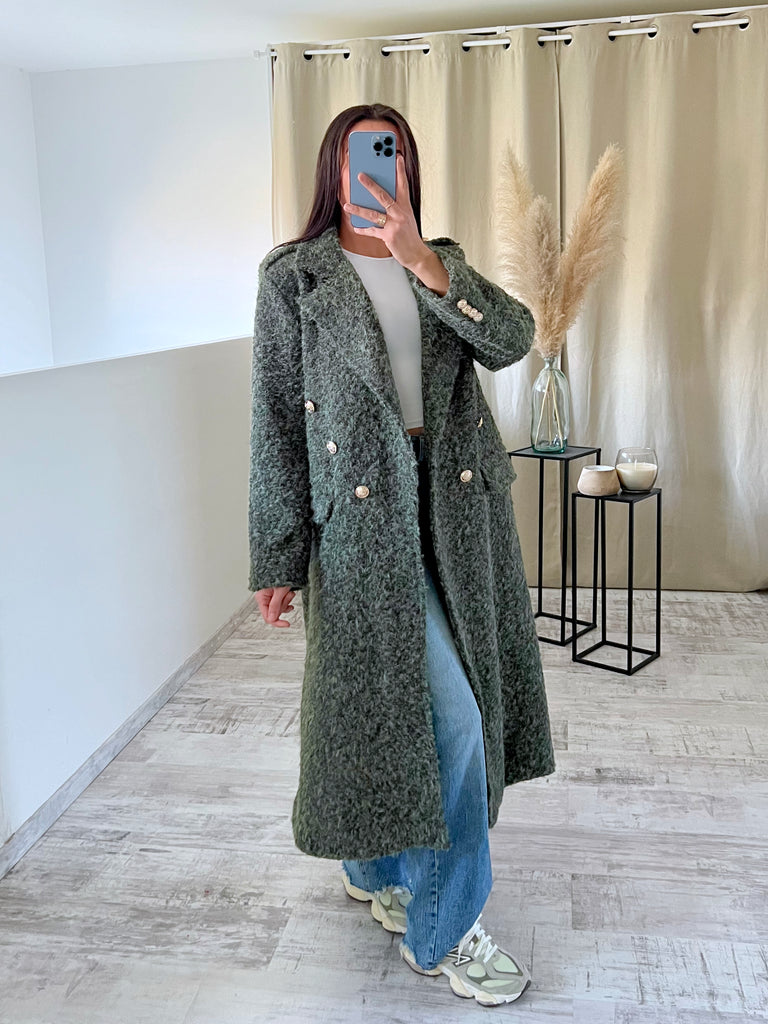 Manteau Moumoute Boutons Officiers Kaki