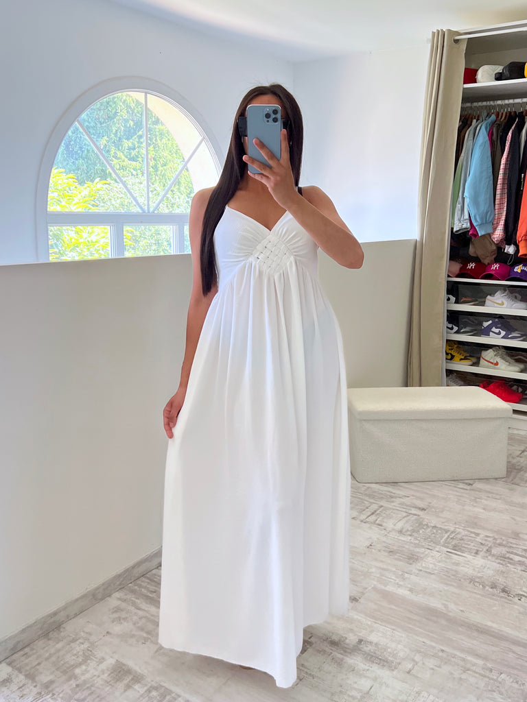 Robe Détail Noeuds Blanc