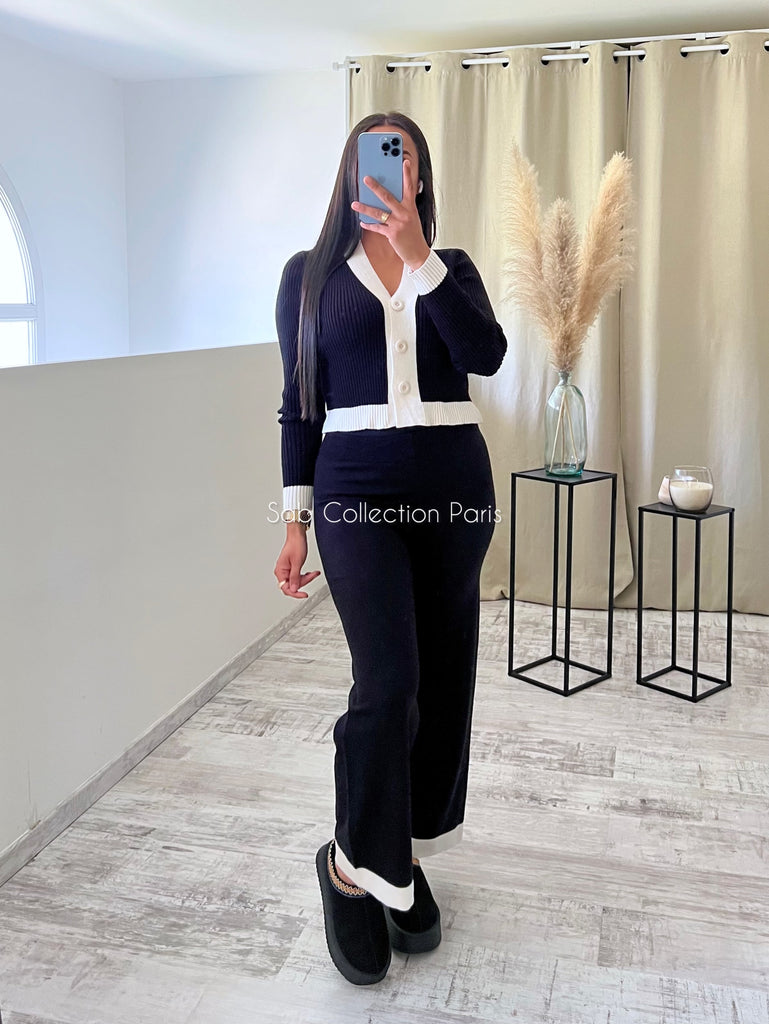 Ensemble Maille Bicolore Noir
