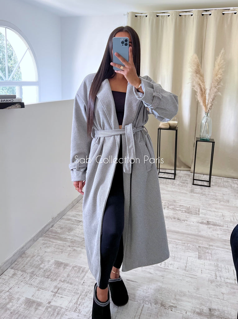 Manteau Inspi Z Rayé Gris