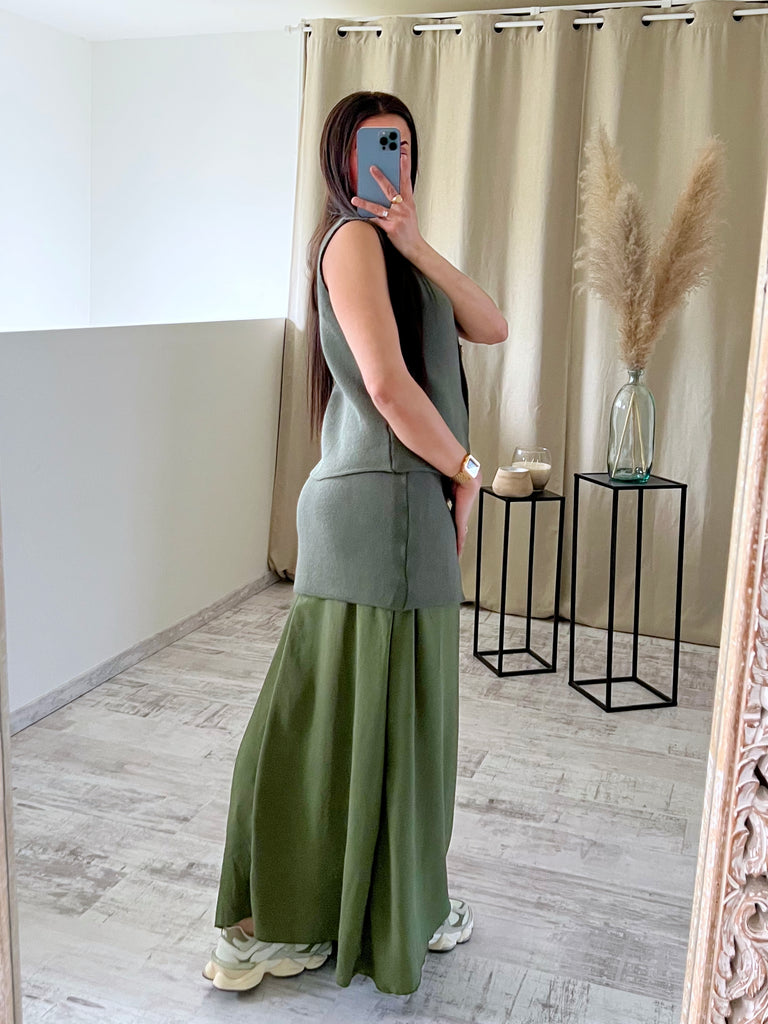 Ensemble Jupe Bi Matière Kaki