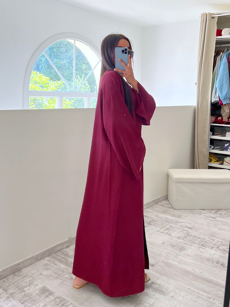 Ensemble Jupe Kimono Lin Bordeaux
