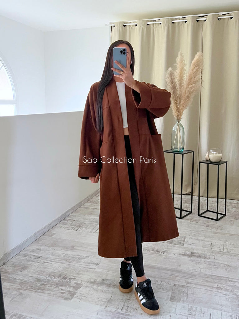 Veste Longue Oversize Marron