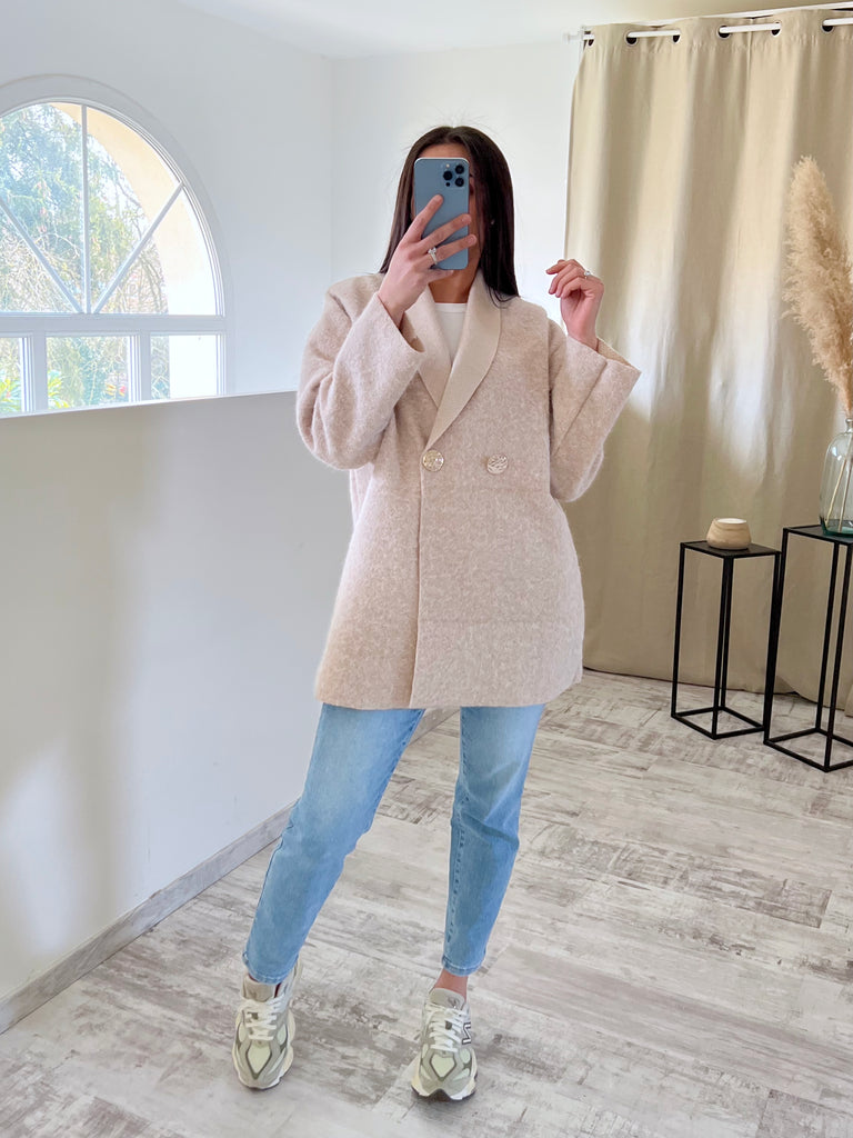Veste Moumoute Boutons Dorés Nude