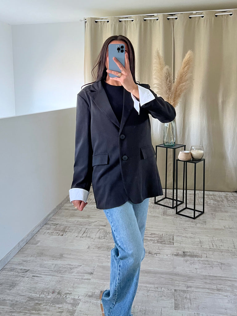 Blazer Manches Revers Noir