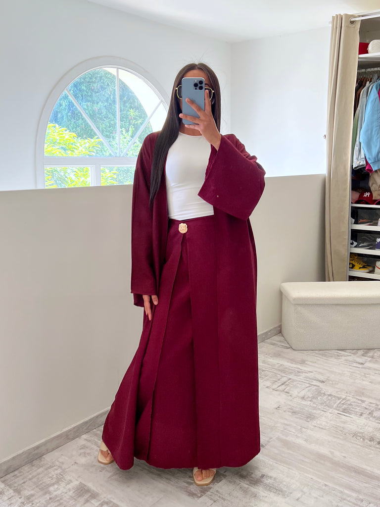 Ensemble Jupe Kimono Lin Bordeaux