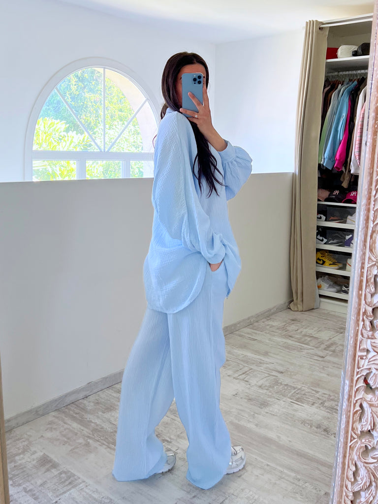 Ensemble Gaz De Coton Bleu Ciel