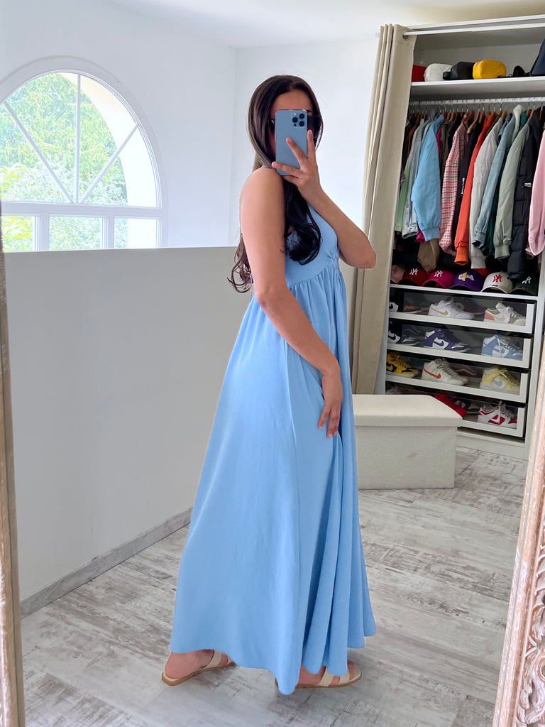 Robe Détail Noeuds Bleu Ciel