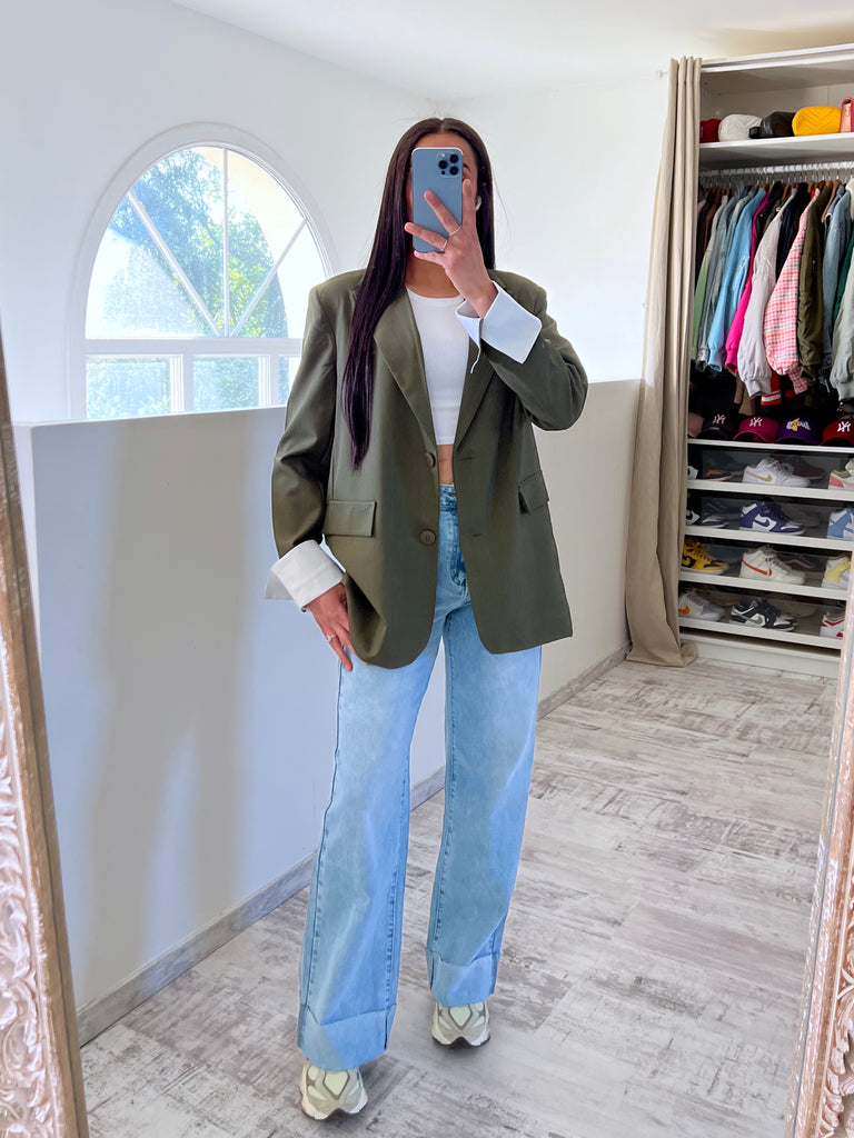 Blazer Manches Revers Kaki