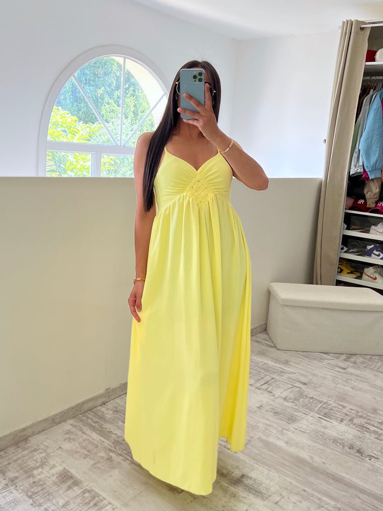 Robe Détail Noeuds Jaune