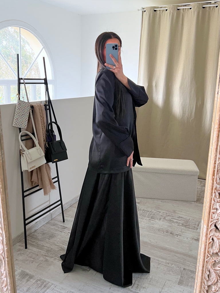 Ensemble Jupe Satin Modest Noir