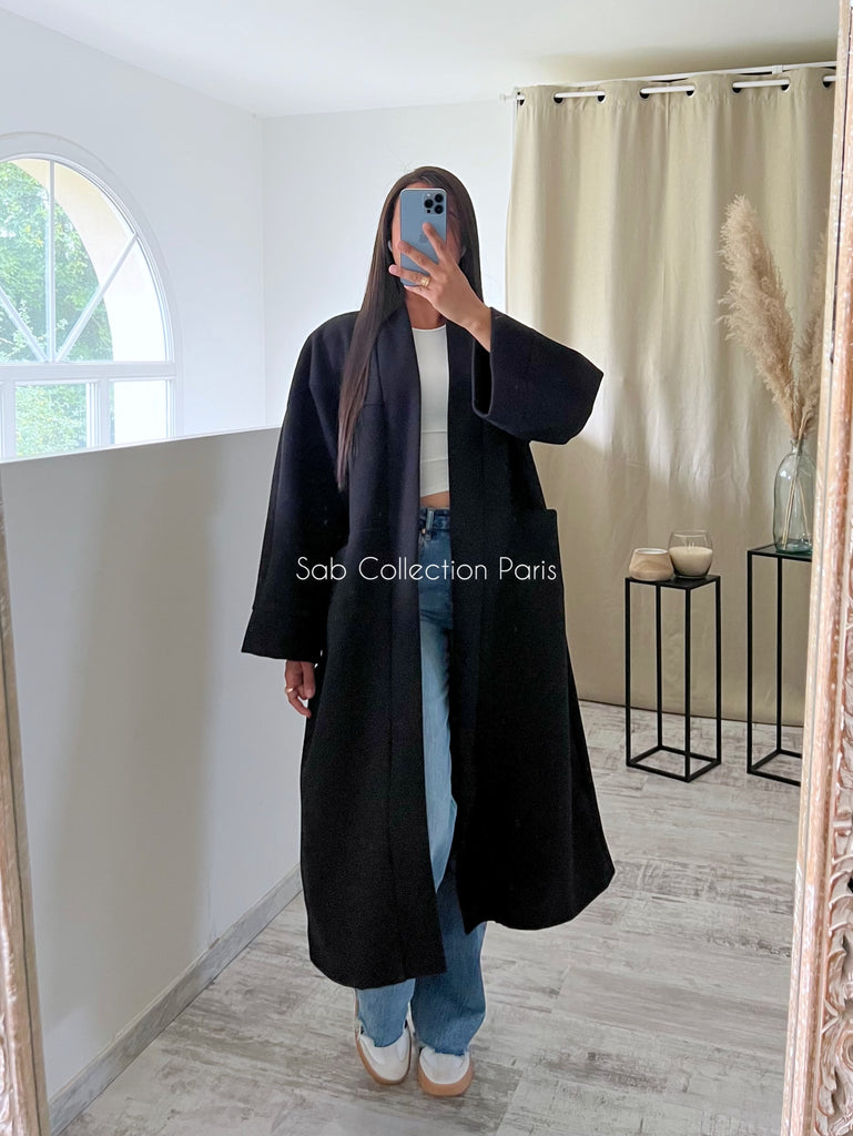 Veste Longue Oversize Noir
