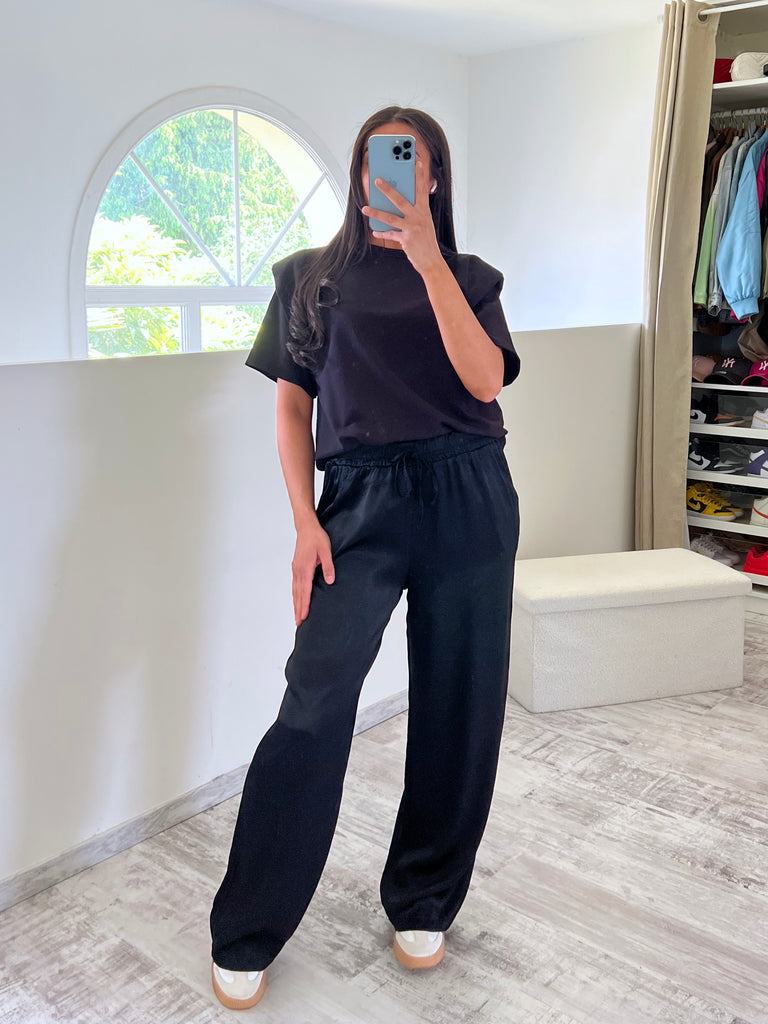 Palazzo Satin Opaque Noir