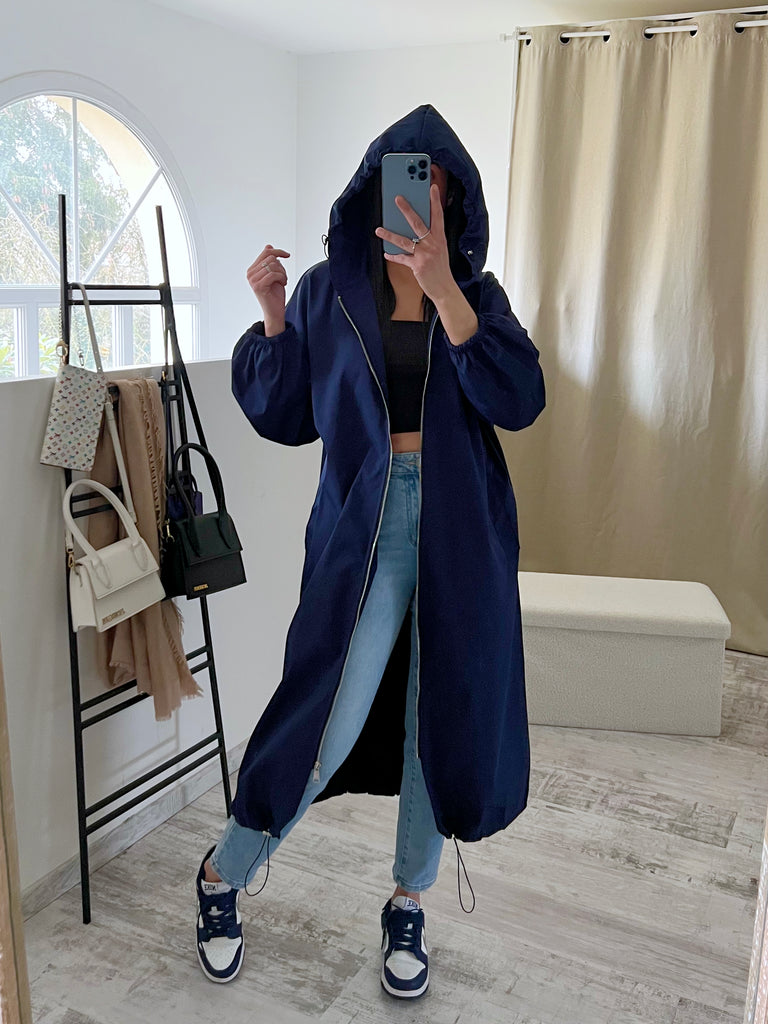 Veste Coupe Vent À Capuche Marine