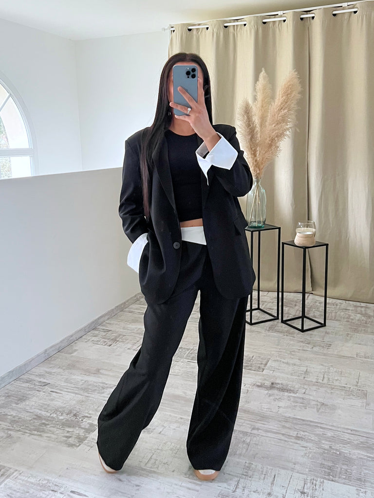 Ensemble Blazer/Pantalon Revers Noir