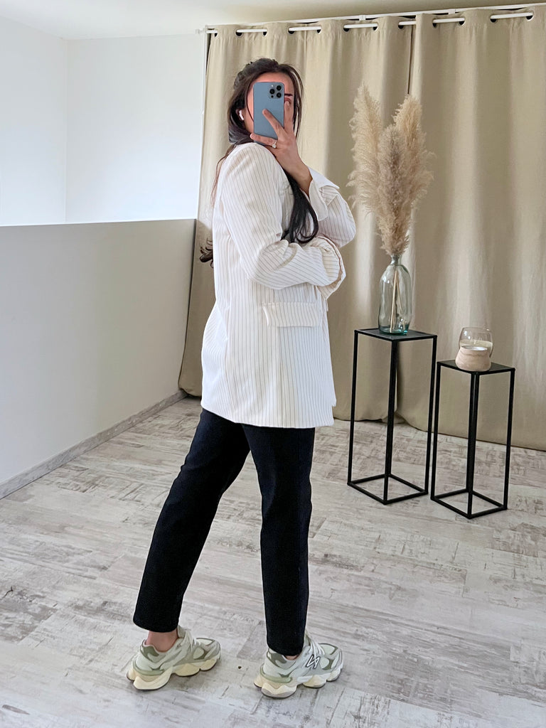 Blazer À Rayures Crème
