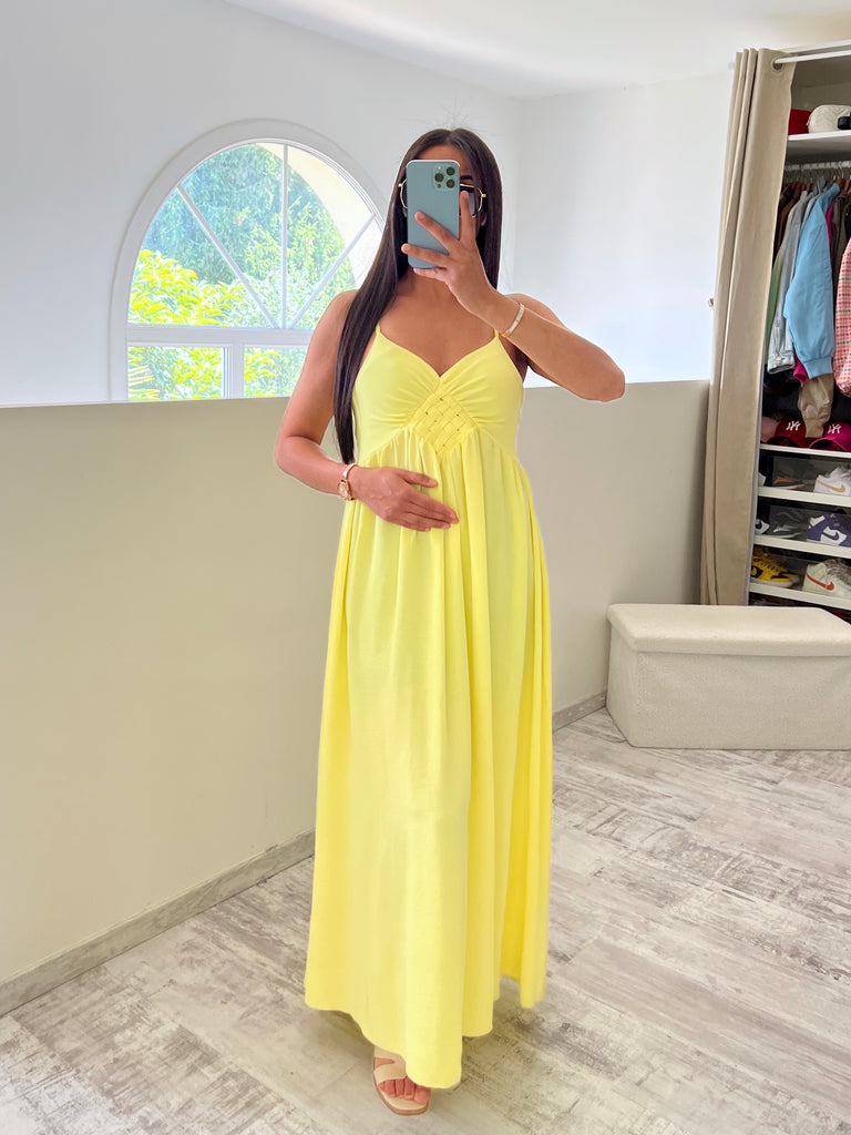 Robe Détail Noeuds Jaune