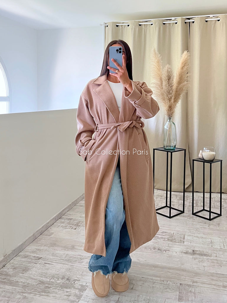 Manteau Inspi Z Rayé Camel