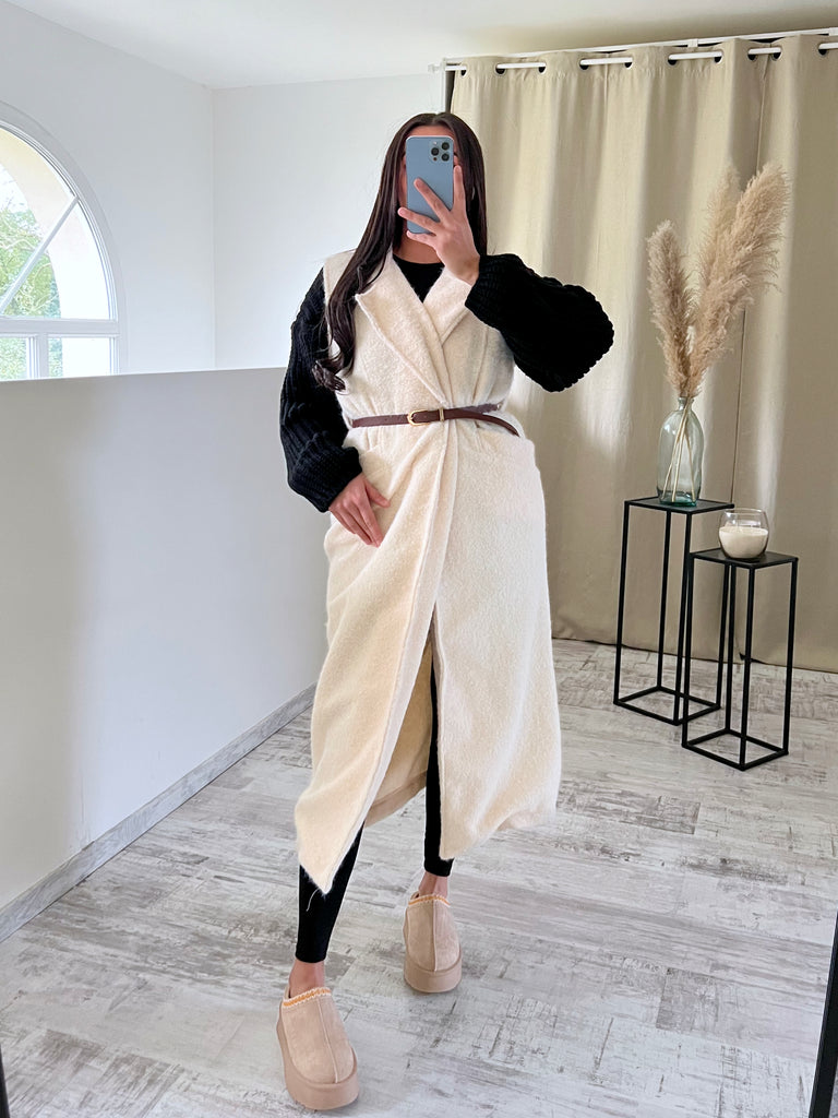 Veste Moumoute Sans Manches Crème