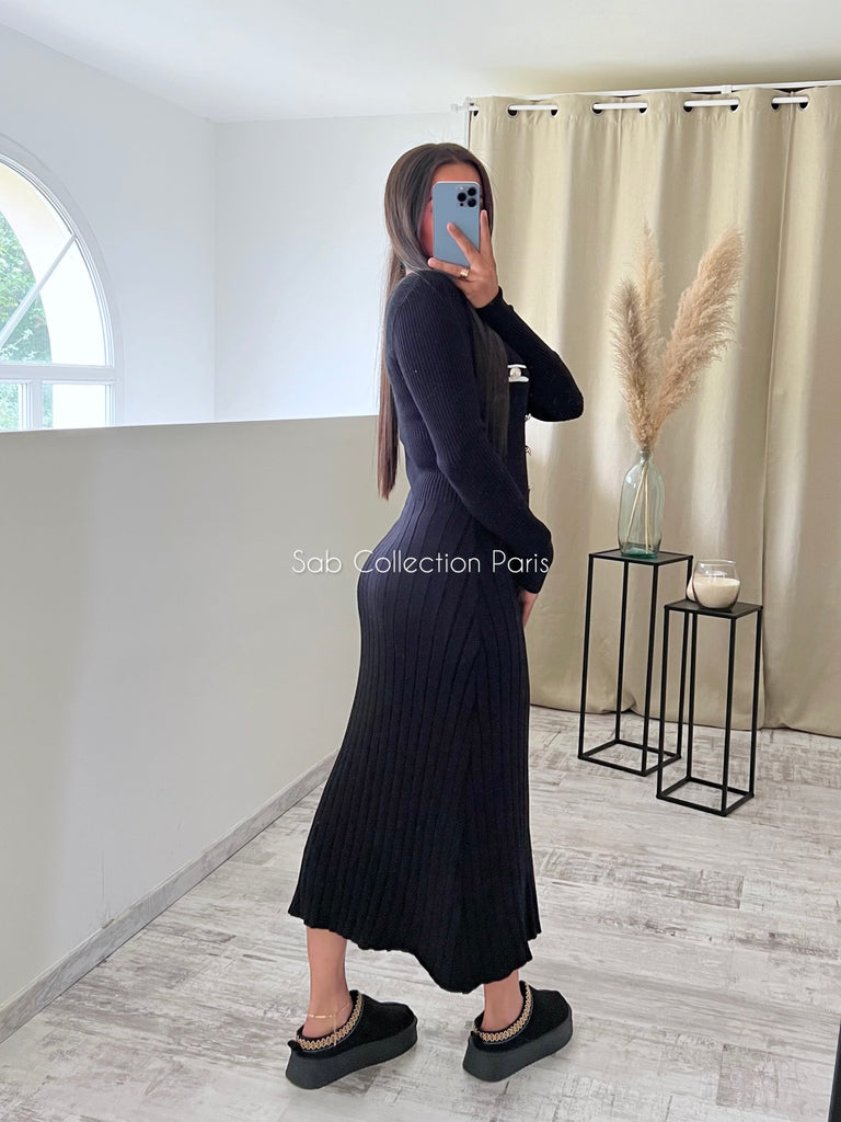 Robe Maille Boutons Dorés MARINE