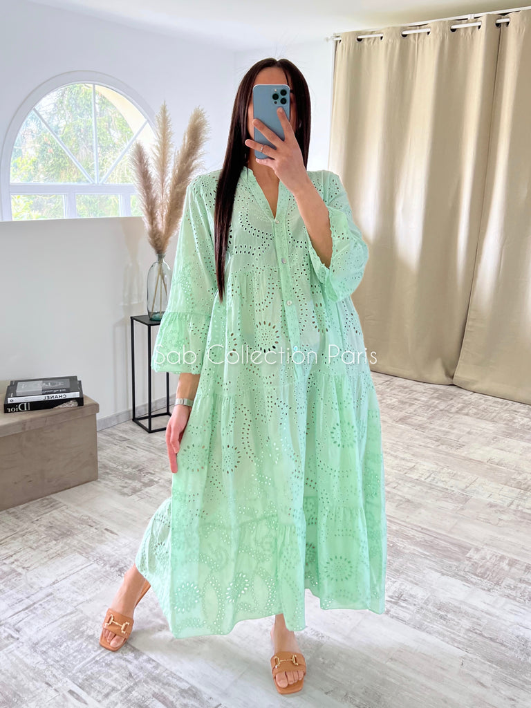 Robe Broderie Anglaise Mint