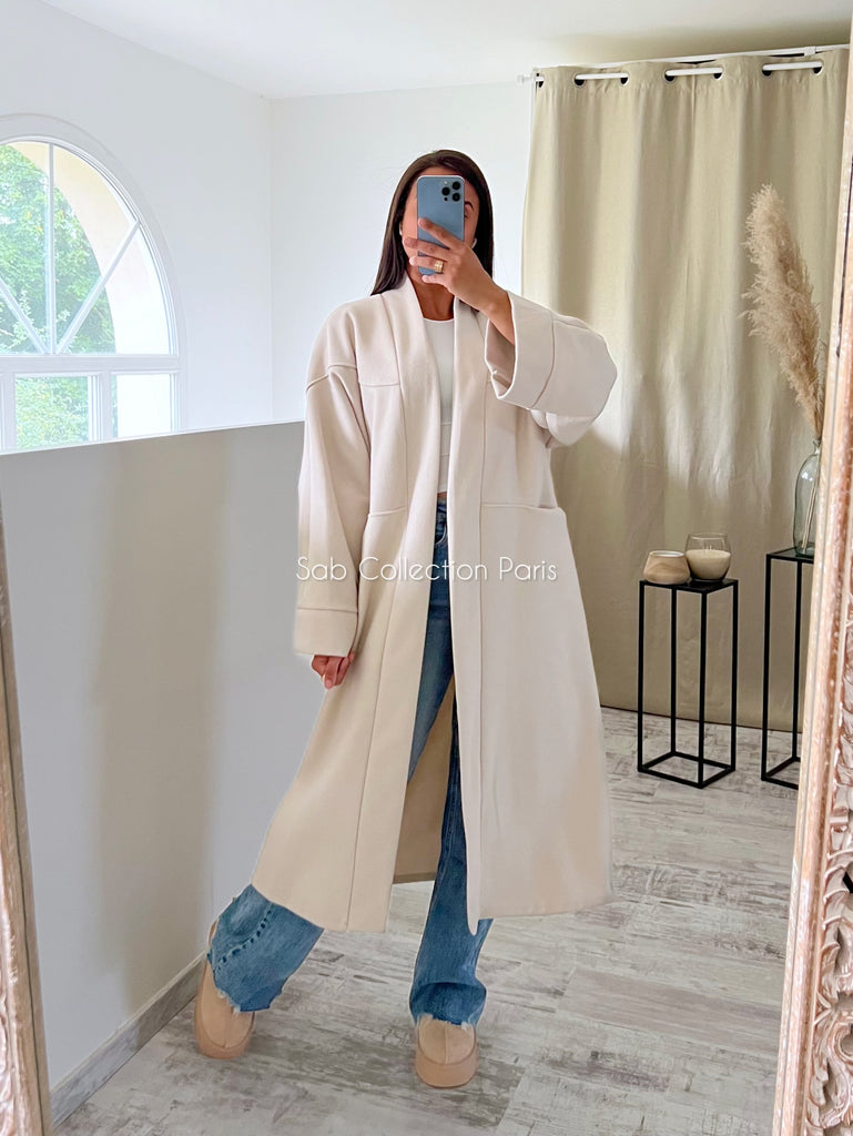 Veste Longue Oversize Nude