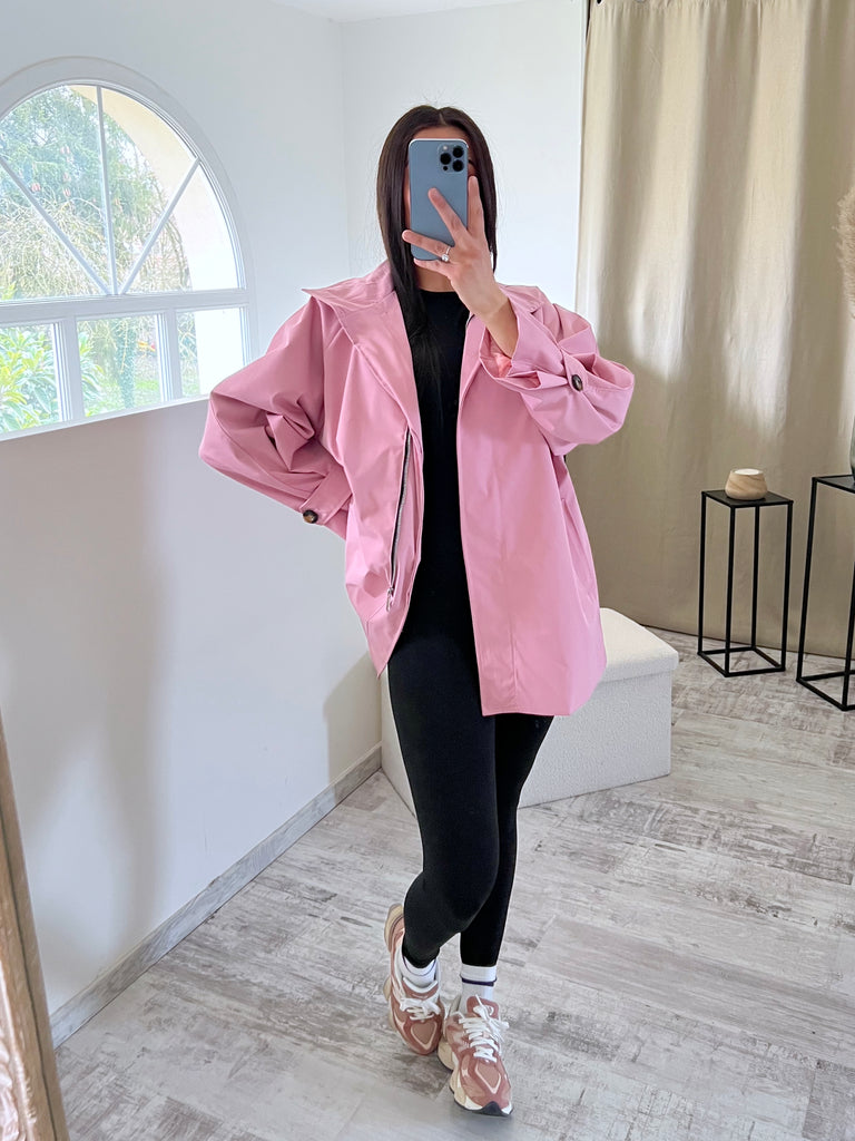 Parka Col Montant Vieux Rose