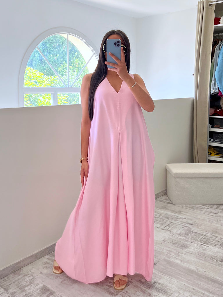 Robe Ample Effet Lin Rose