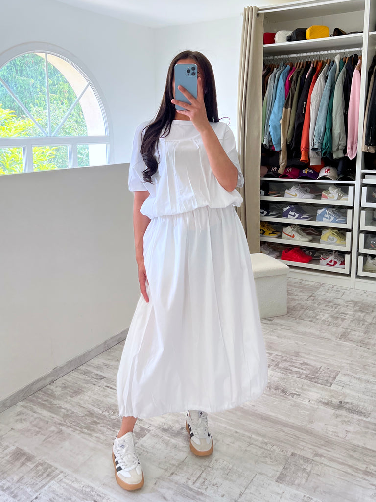 Ensemble Jupe T shirt Popeline Blanc