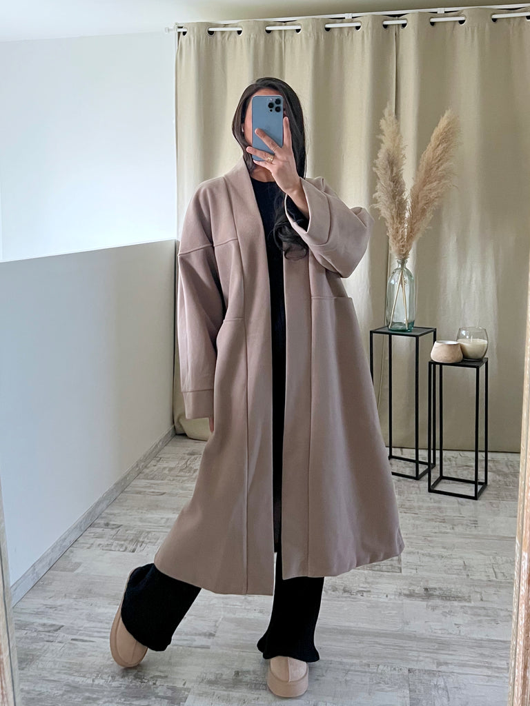 Veste Longue Oversize Taupe