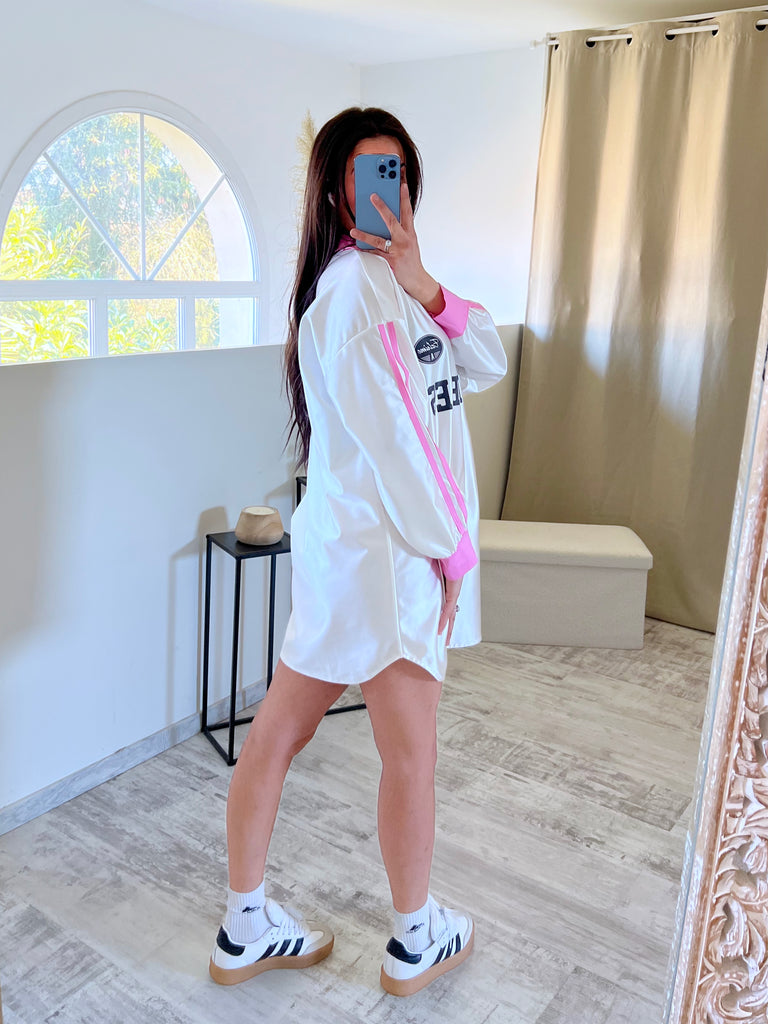 Top Satin Col Chemise LA Blanc
