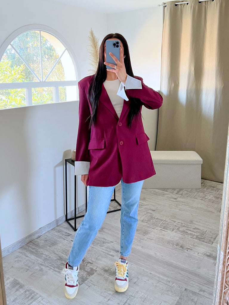 Blazer Manches Revers Bordeaux