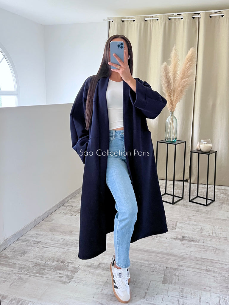 Veste Longue Oversize Marine
