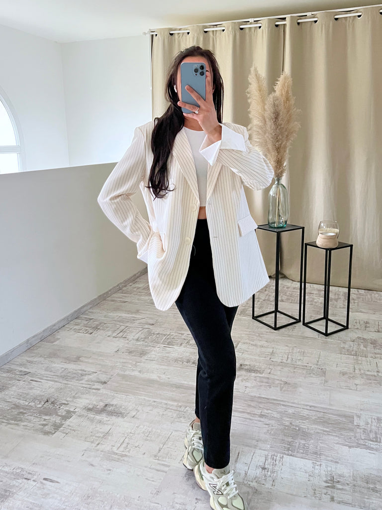 Blazer À Rayures Crème