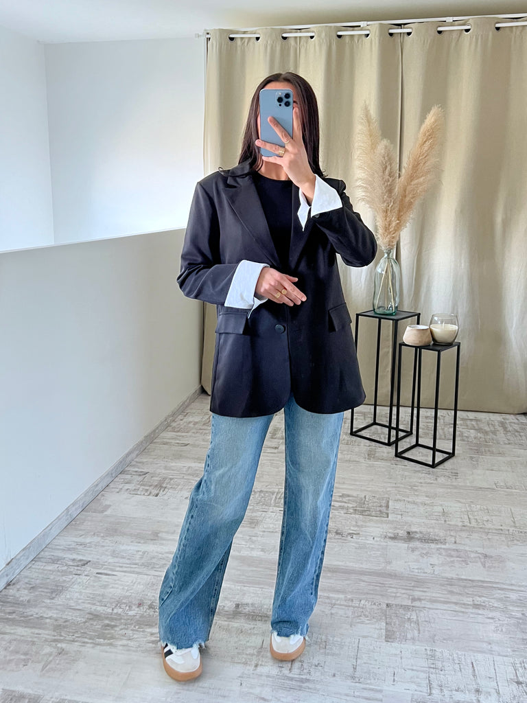 Blazer Manches Revers Noir