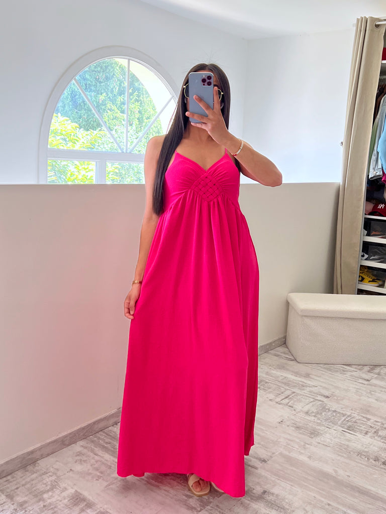 Robe Détail Noeuds Fuchsia