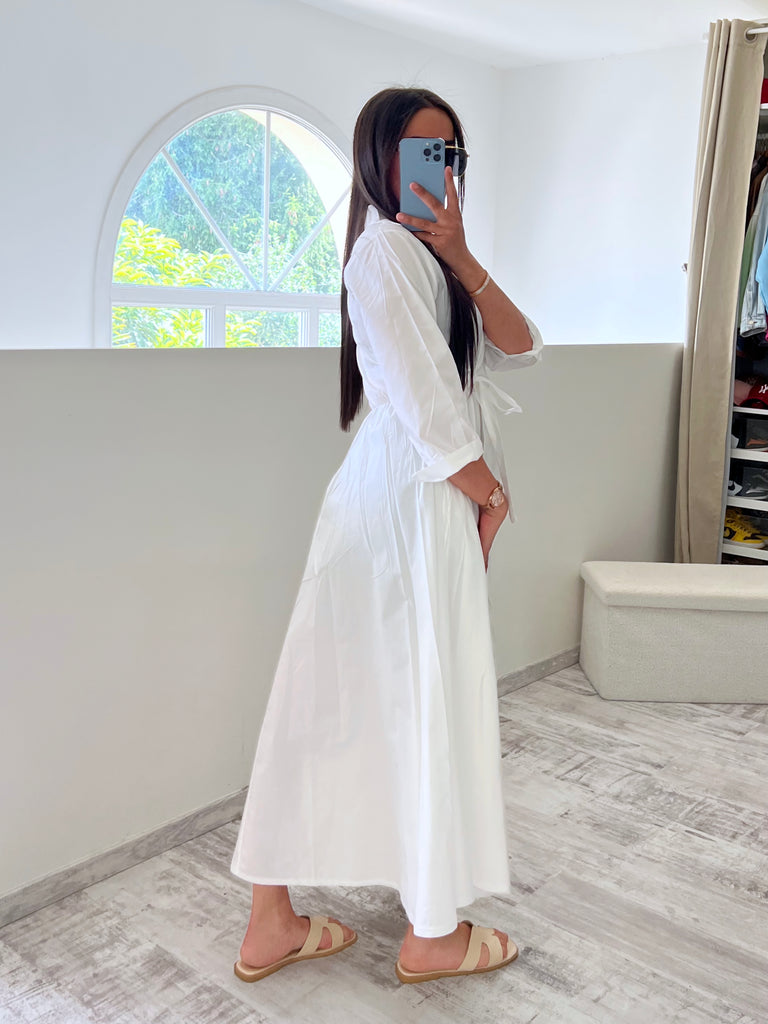 Robe Cache Cœur Popeline Blanc