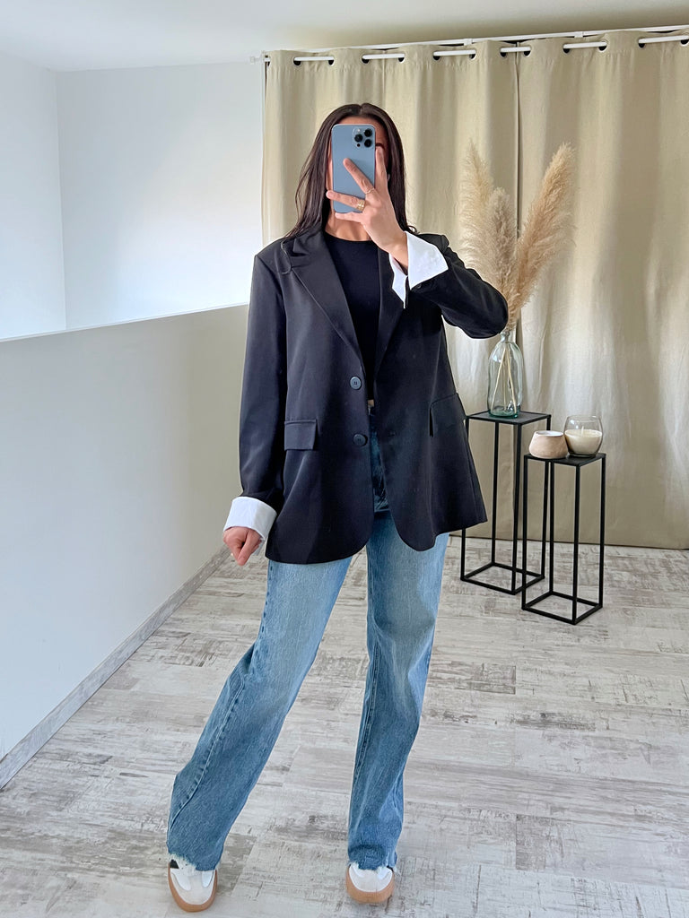 Blazer Manches Revers Noir