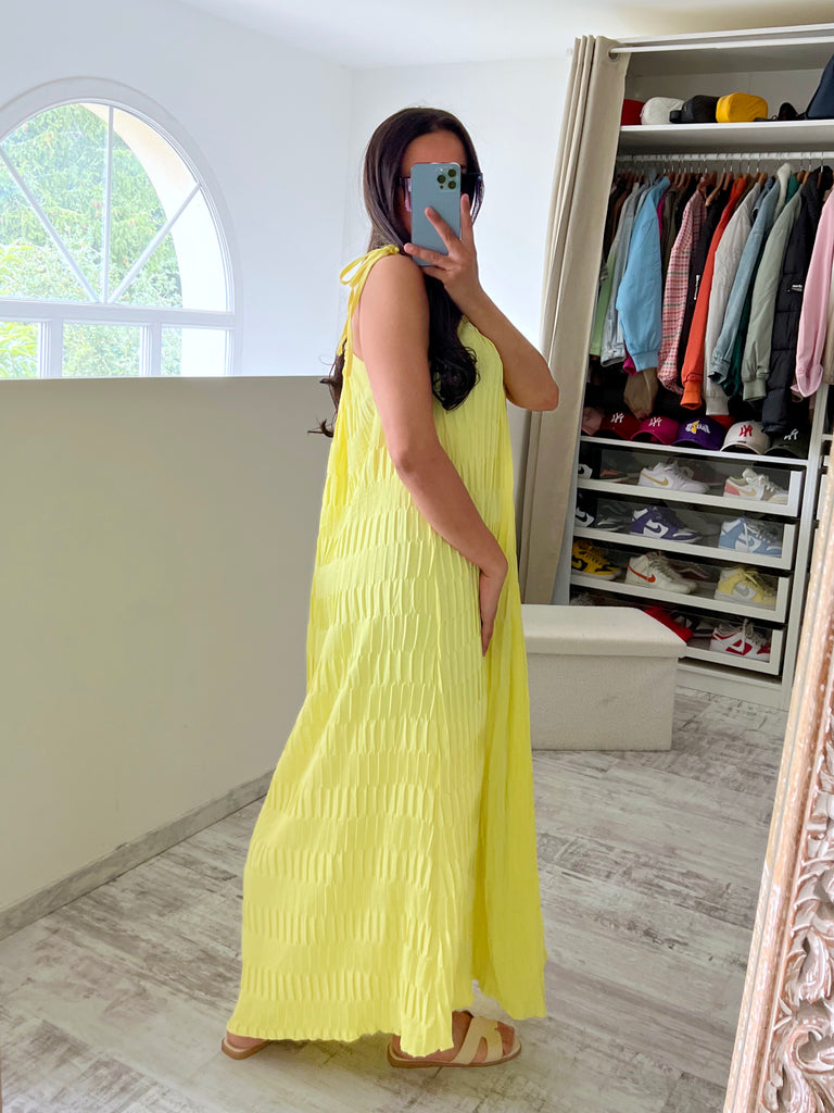 Robe Bretelles Pierres Jaune