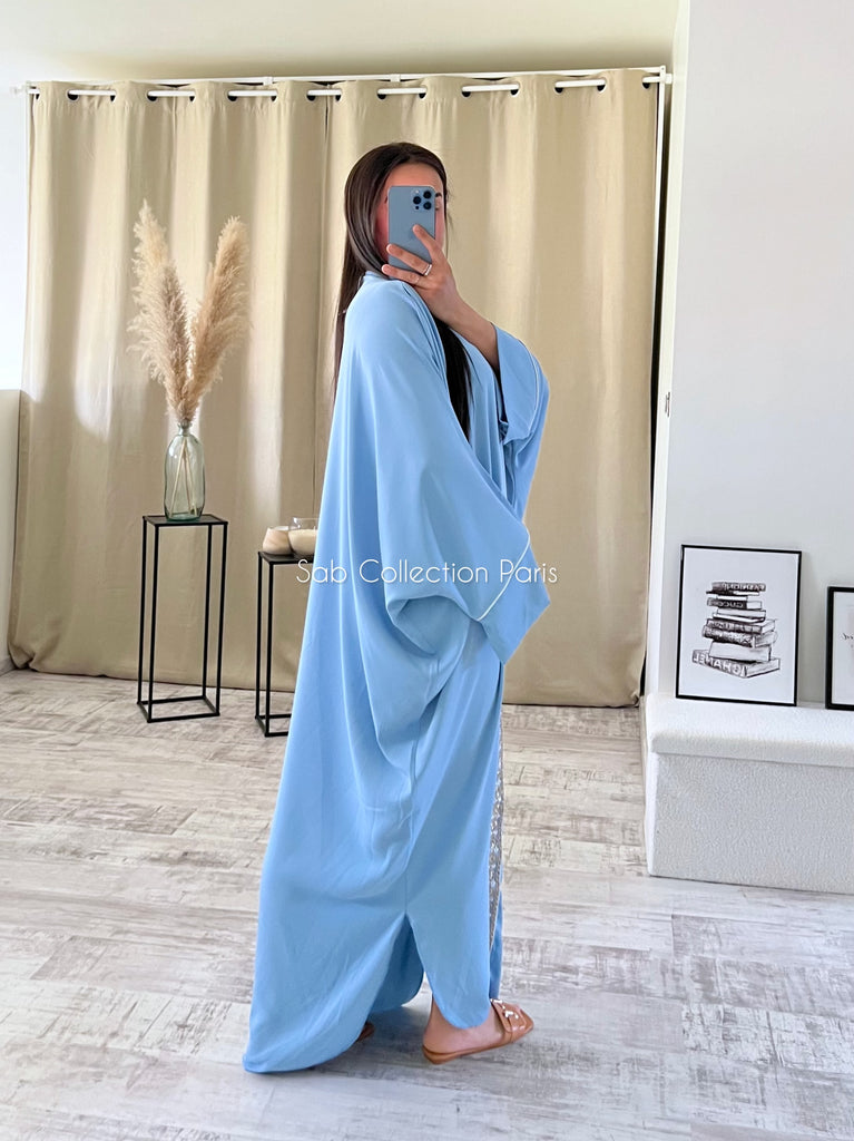 Abaya À Sequins Bleu Ciel