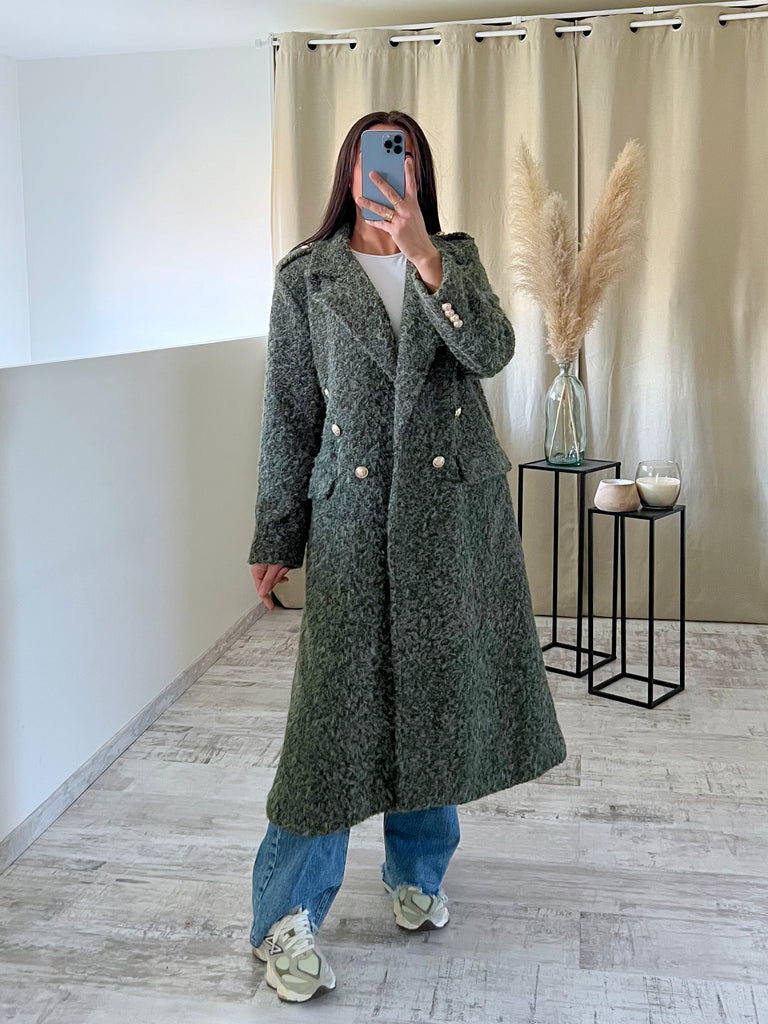 Manteau Moumoute Boutons Officiers Kaki