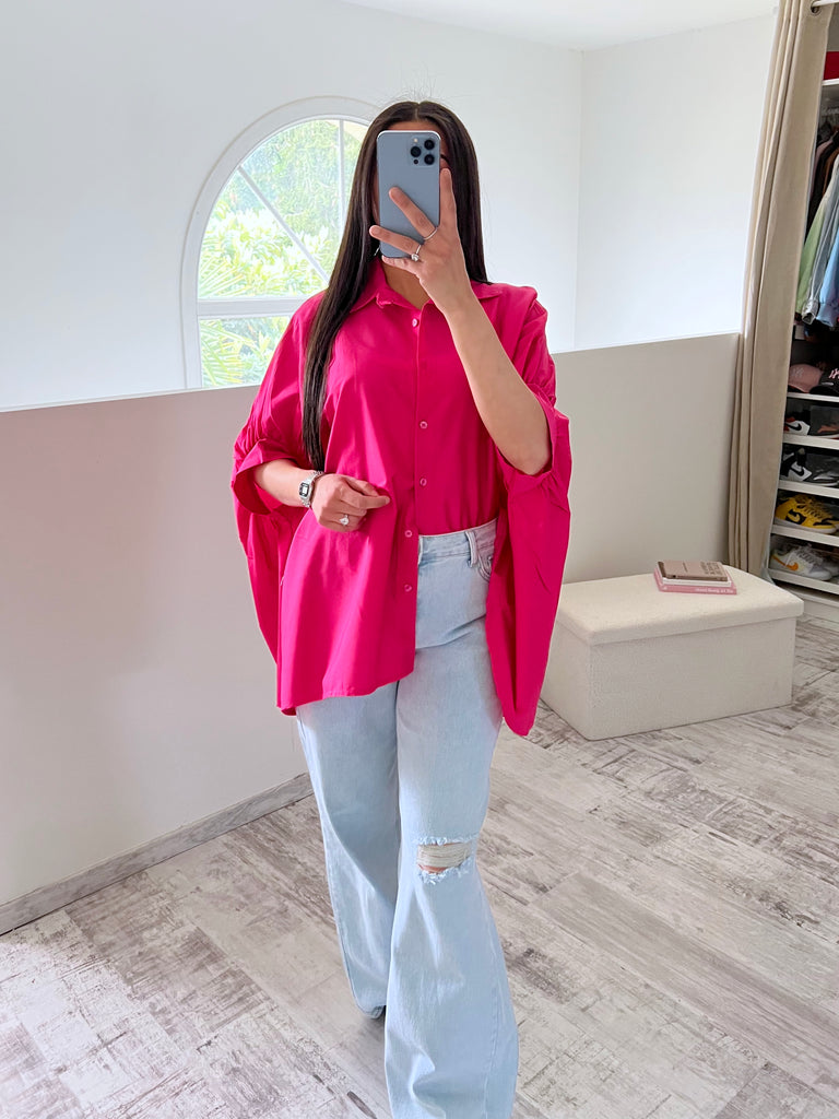 Chemise Oversize Popeline Rose